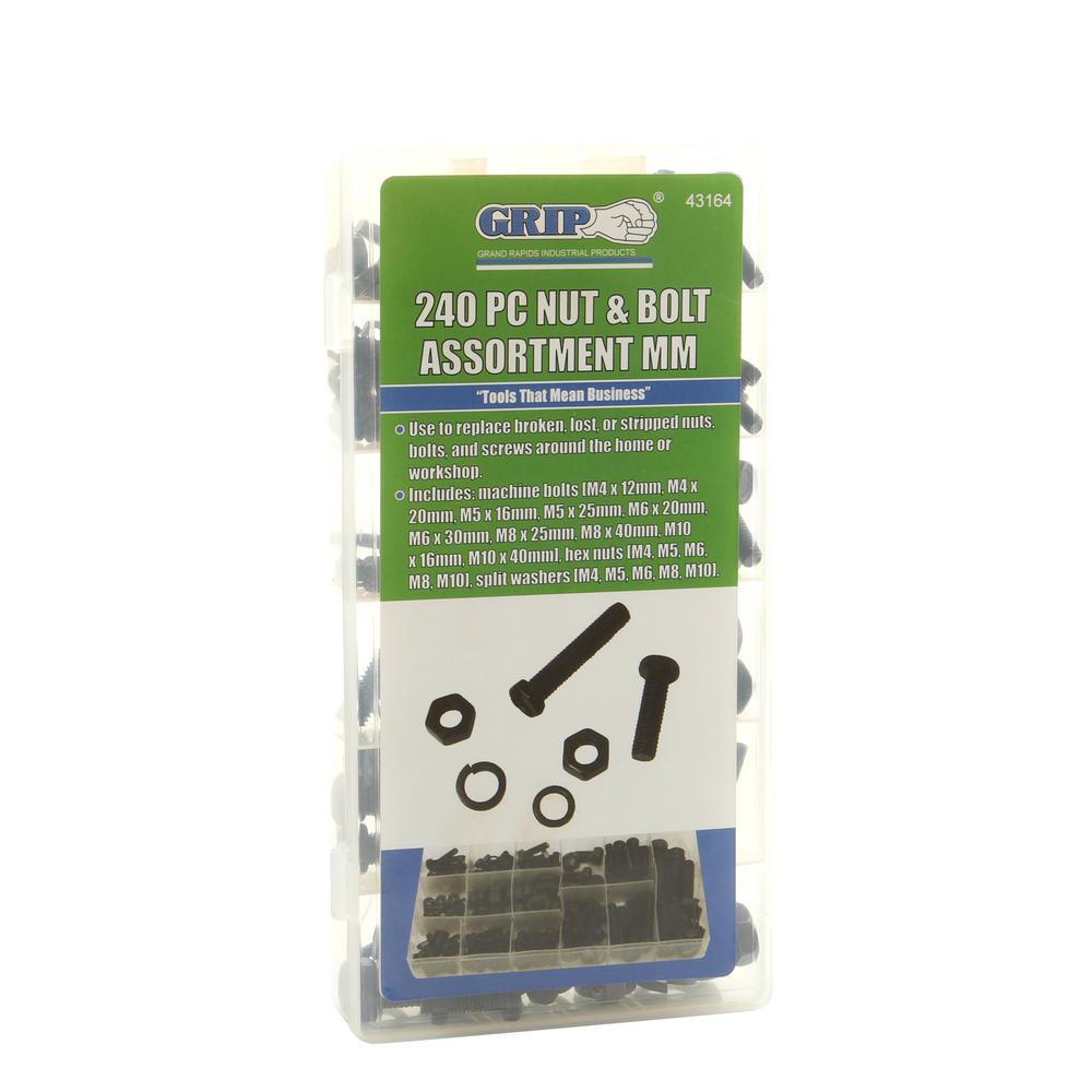 Grand Rapids Industrial Products Grip Nut and Bolt Assortment 240 pc