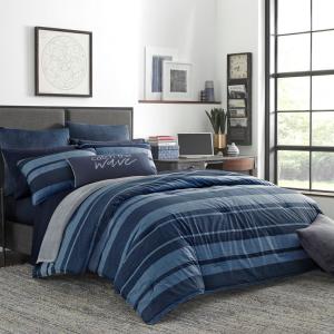 Longpoint 3-Piece Navy Blue Striped Cotton Comforter Set