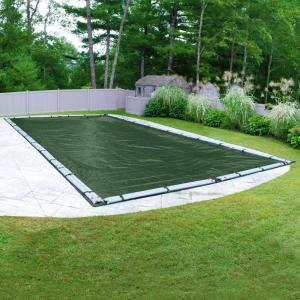 Supreme Rectangular Green Solid In Ground Winter Pool Cover