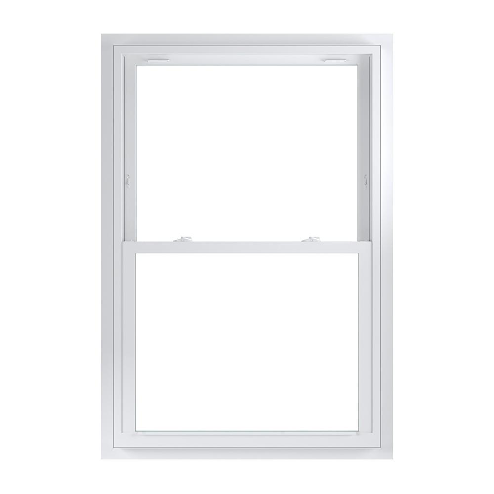 70 Series Low-E Argon Glass Double Hung White Vinyl Fin with J Window, Screen Incl
