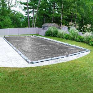 Platinum Rectangular Silver Solid In Ground Winter Pool Cover