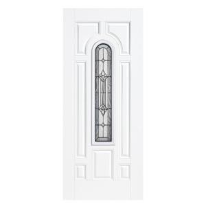 Providence Center Arch Primed Steel Prehung Front Door with No Brickmold