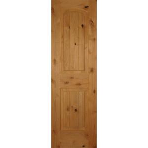 2-Panel Arch Top V-Grooved Solid Core Knotty Alder Single Prehung Interior Door