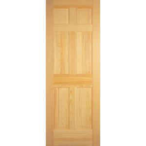 6-Panel Solid Core Unfinished Clear Pine Single Prehung Interior Door