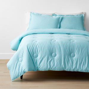Company Kids™ Gingham Turquoise Organic Cotton Percale Comforter Set