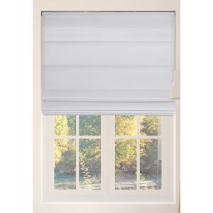 White Cordless Bottom Up Light Filtering with Backing Fabric Roman Shades