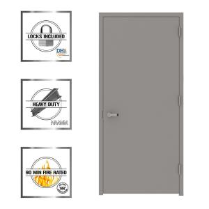 Gray Flush Fire Proof Steel Prehung Commercial Entrance Door with Welded Frame