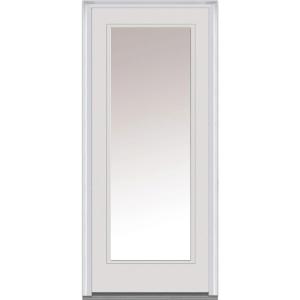 Classic Clear Glass Full Lite Primed White Majestic Steel Prehung Front Door