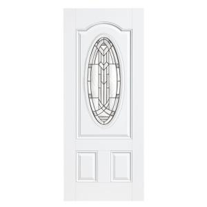 Chatham Three Quarter Oval Lite Primed Steel Prehung Front Door with No Brickmold