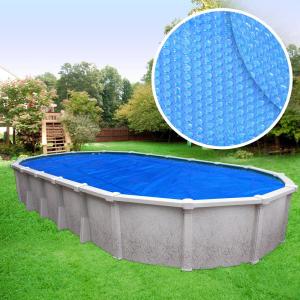 Heavy-Duty 3-Year Oval Blue Solar Cover Pool Blanket