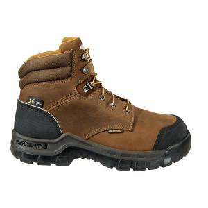 Men's Rugged Flex Brown Leather Waterproof Composite Safety Toe Lace-up 6" Work Boot