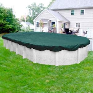 Commercial-Grade Oval Teal Green Winter Pool Cover