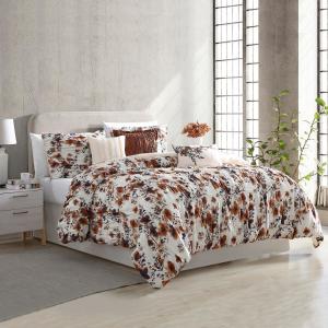 Floral Ridge Multi-Colored Printed Textured Cotton Blend Comforter Set