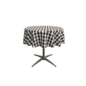 51 in. Polyester Gingham Checkered Round Tablecloth