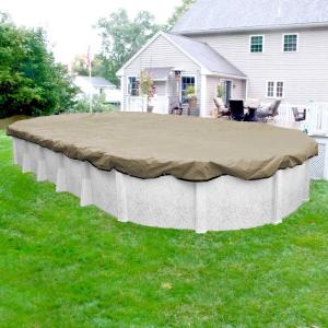 Premium Oval Tan Solid Above Ground Winter Pool Cover