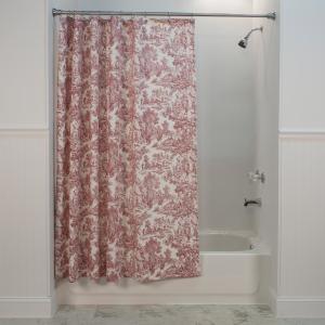 red and cream shower curtain