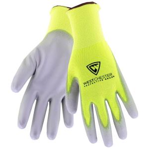 Touch Screen Hi-Vis Yellow PU Palm Coated Nylon Gloves (3-Pack)