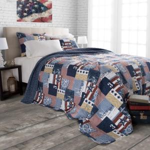 Patriotic Americana Stripes & Plaids 300-Thread Count Polyester Quilt
