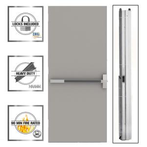 Flush Gray Steel Commercial Exit Unit with Hardware