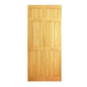 24 in. Clear 6-Panel Solid Core Unfinished Wood Interior Closet Bi-fold Door