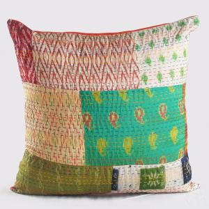 Kantha Hypoallergenic Polyester 20 in. x 20 in. Throw Pillow