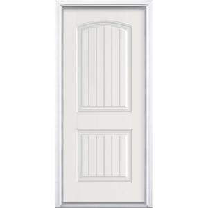Cheyenne 2-Panel Primed Smooth Fiberglass Prehung Front Door with Brickmold