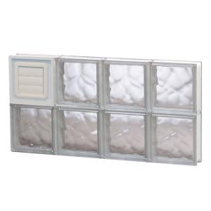 Frameless Wave Pattern Glass Block Window with Dryer Vent