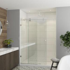 Model 8800 - 56 to 60 in. X 76 in. Frameless Clear Duratuf Heavy Tempered Safety Glass Sliding Shower Door