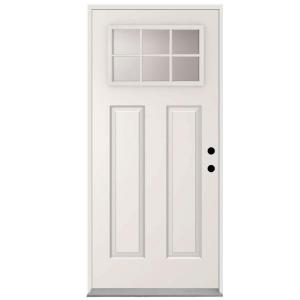 Element Series Clear 6-Lite Glass White Primed Steel Prehung Front Door with 4-9/16 in. Frame