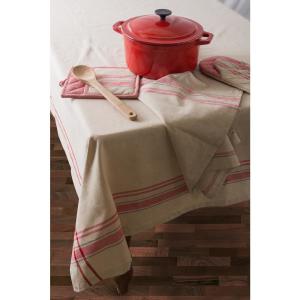 Christmas Red French Stripe Cotton Tablecloth