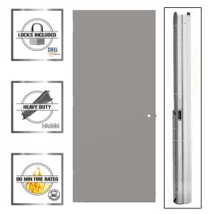 Gray Flush Steel Prehung Commercial Entrance Unit with Hardware
