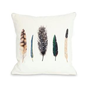Feathers Multicolored Graphic Polyester 16 in. x 16 in. Throw Pillow