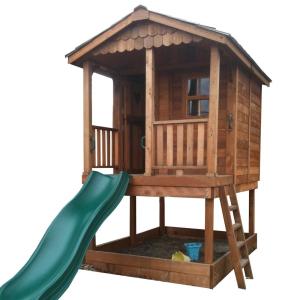 backyard playhouse with slide