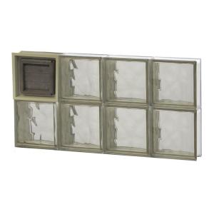 Frameless Bronze Wave Pattern Glass Block Window with Dryer Vent
