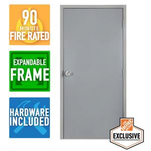 Galvanneal Steel Mill Primed Commercial Door Kit with 90 Minute Fire Rating & Adjustable Frame, Multiple Sizes Available