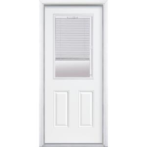 Premium Half Lite Mini Blind Primed Steel Prehung Front Door with Brickmold