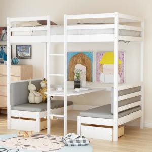 childrens bunk bed with desk