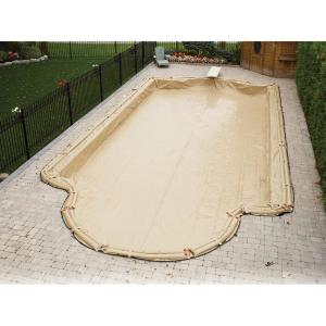 Rectangular Tan In Ground Armor Kote Winter Pool Cover