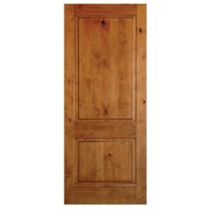 Rustic Knotty Alder 2-Panel Square Top Solid Wood Stainable Interior Door Slab