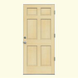 6-Panel Unfinished Hemlock Prehung Front Door with Primed White AuraLast Jamb
