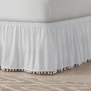 Pom Pom Solid  Bed Skirt
