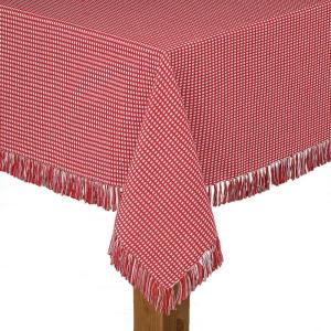 Homespun Fringed 60 in. x 84 in. 100% Cotton Tablecloth