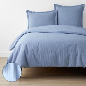 Company Organic Cotton Grayson Stripe Yarn-Dyed Blue Multi Cotton Percale Duvet Cover
