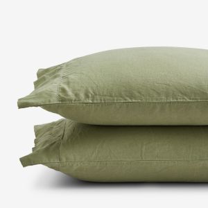Legends Hotel Moss Relaxed Linen Pillowcases (Set of 2)
