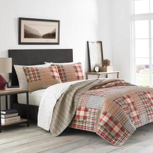 Hawthorne Brown Plaid Cotton Blend Quilt Set
