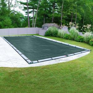 Commercial-Grade Rectangular Teal Green Winter Pool Cover