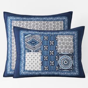 Geo Block Print Handcrafted Quilted Multi-Colored Cotton Sham