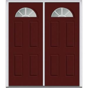 Classic Clear Glass GBG 1/4 Lite Painted Majestic Steel Double Prehung Front Door