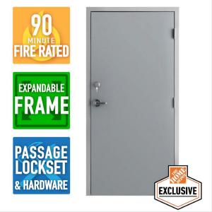 Galvanneal Steel Mill Primed Commercial Door Kit with 90 Minute Fire Rating & Expandable Frame, Mulitple Sizes Available