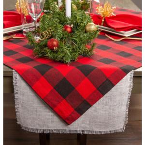 Christmas Red Checkered Cotton Tablecloth